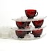 Royal Ruby Cups & Shell Fan Snack Plate Sets by Anchor Hocking - 7 SETS, 14 Pieces - Vintage Home Kitchen Party Decor or Use