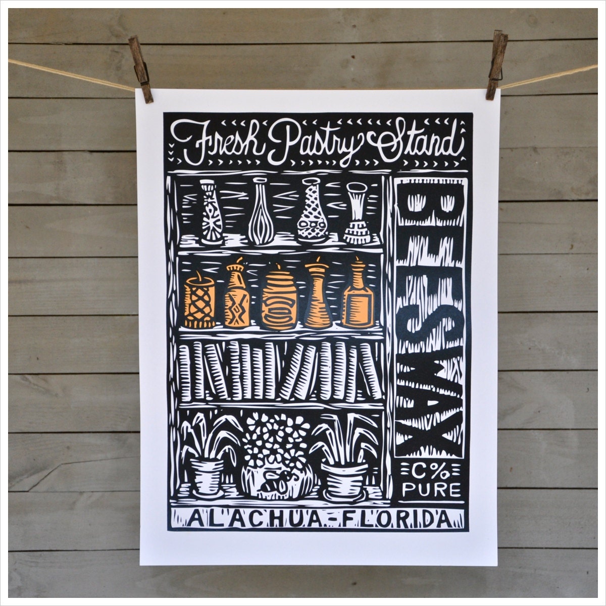 Poster: Original Linocut Art Screenprinted Poster 18" X 24"   Signed and Numbered, Limited Edition of 100