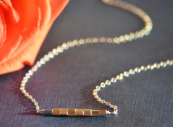 Sterling Silver Triangle Bead Necklace - gold and silver simple layering jewelry - dainty minimal everyday  jewelry