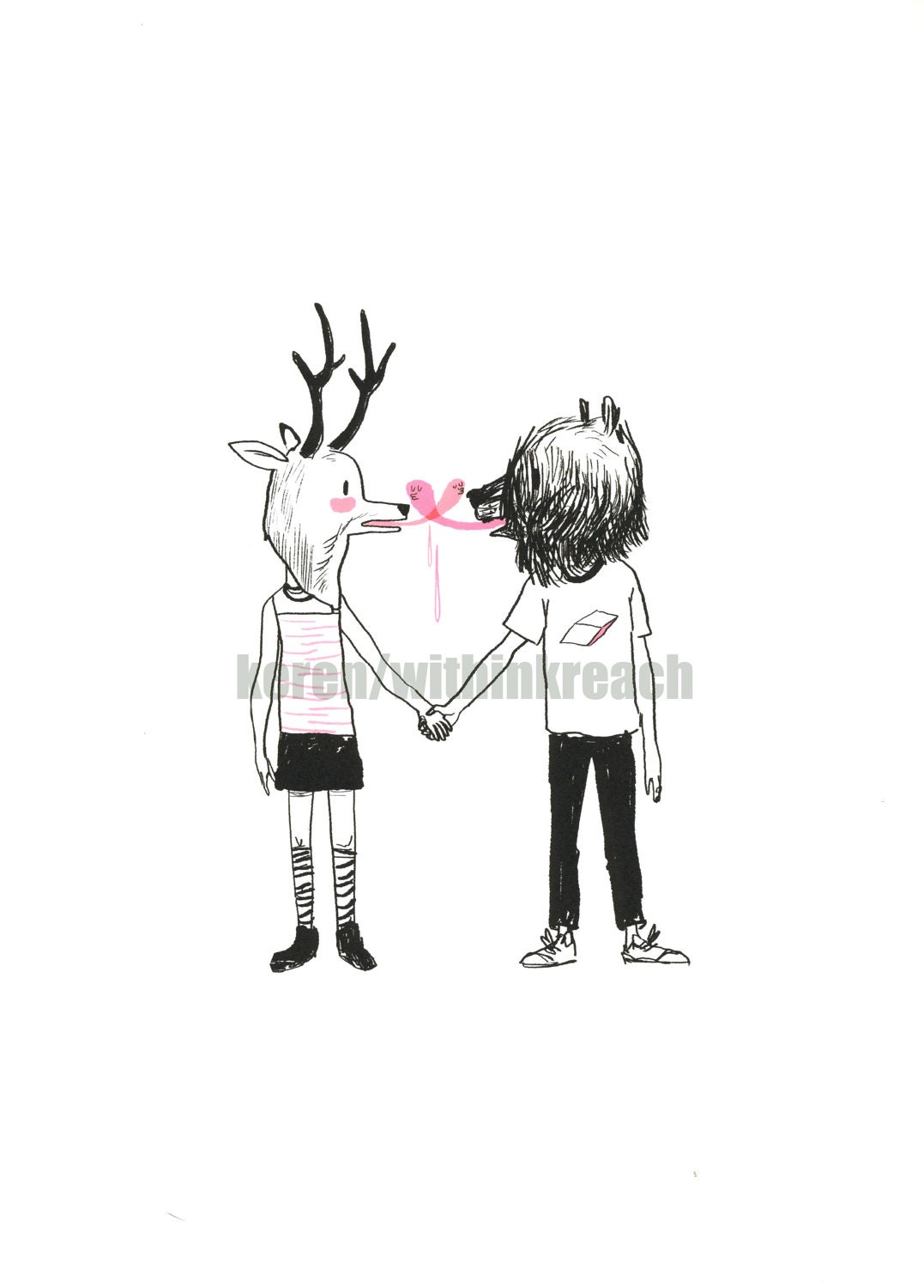 deer and bear / digital print