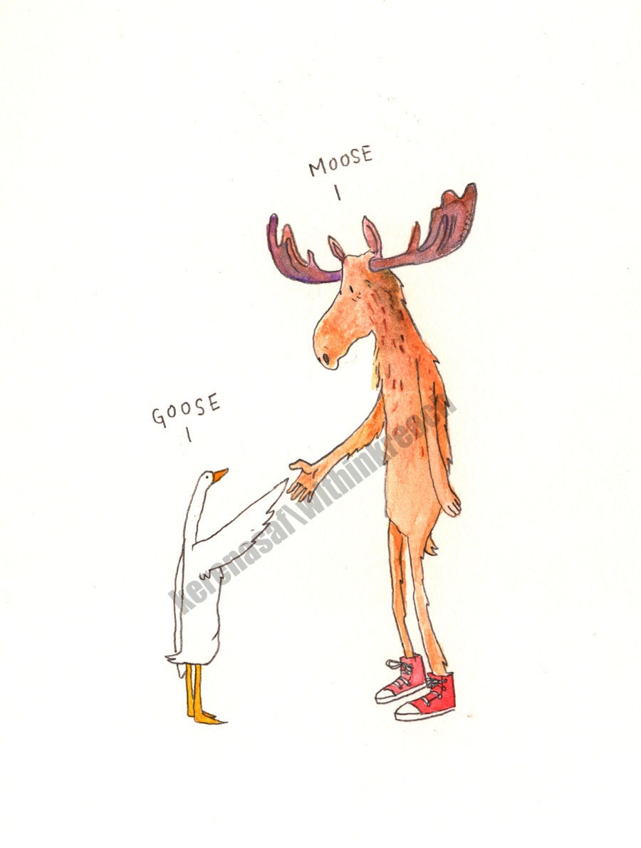 the meeting of moose and goose- digital print
