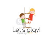 Ready Made, Simple and Cute Girl and Boy playing illustration Logo Design for your Business (OAK design)