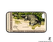 iPhone 4 Case Alligator Conservation Stamp -- Rubber Bumper Case for iPhone 4 and iPhone 4s