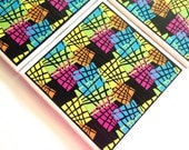 Neon Coasters, Ceramic Tile Set, Neon Colors, Neon Home Decor, Neon Design, Beverage Coasters