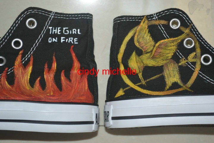Custom Converse Hunger Games  Hand Painted On Converse Shoes Great Gift