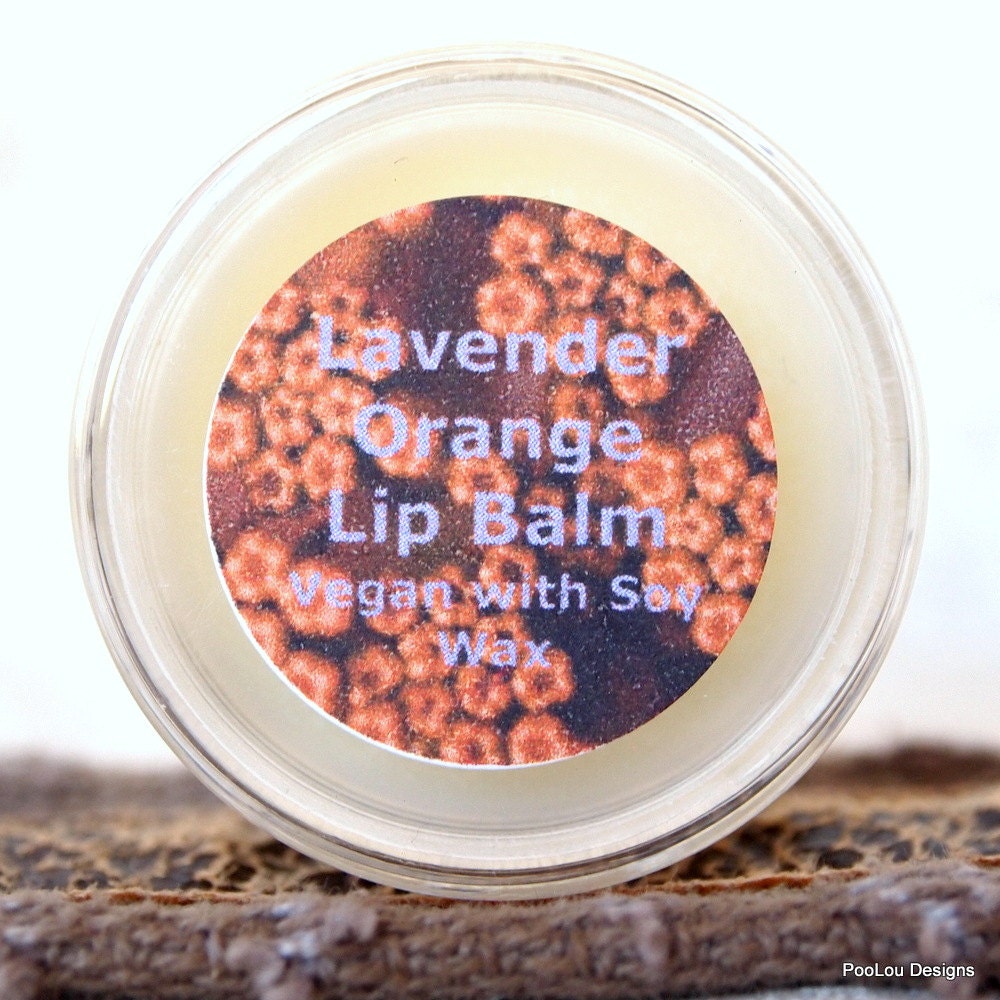 Lavender Orange Lip Balm, Vegan Lip Balm, Soy Wax Lip Balm, All Natural