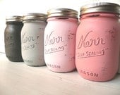Valentine's Day Home, Dorm or Office Decor - Painted Mason Jars - Vases - Preppy Pink - BeachBlues