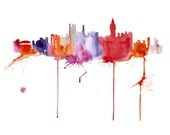 London illustration ART PRINT 13X19  watercolor painting