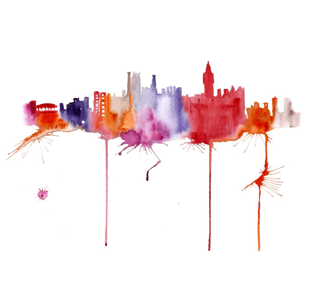 London illustration ART PRINT 13X19  watercolor painting