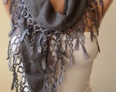 New - Gray - Mother's Day Gift Scarf - Pashmina Scarf in Gray with Trim Edge