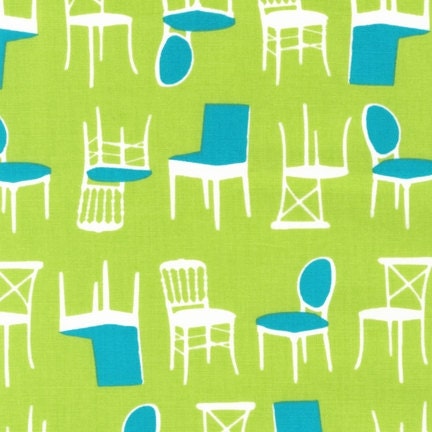 Perfectly Perched by Laurie Wisbrun for Robert Kaufman: Chairs  AWN-12851-270 in Meadow Fat Quarter Cut Cut