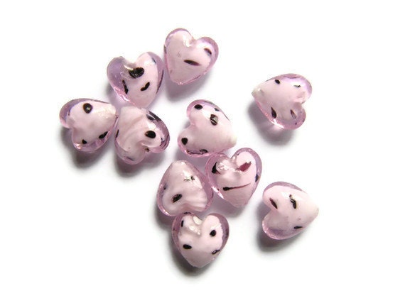 10 x  pink lampwork glass beads. SALE now half price.