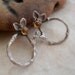 Yellow Sapphire Twig Hoop Earrings - Post Style - Gemstone Flower Accent - Cast Sterling Silver