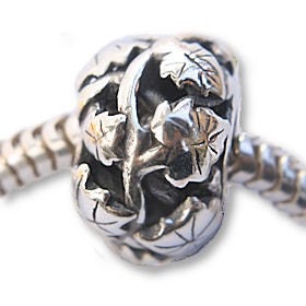 Autumn Leaves Sterling Silver European Charm Bead Fits Most Brands of European Charm Bracelets
