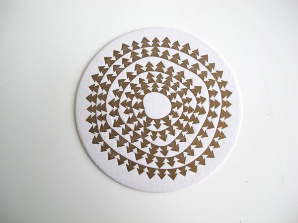 Letterpress Holiday Coaster - Gold Set of 4 - typeapress