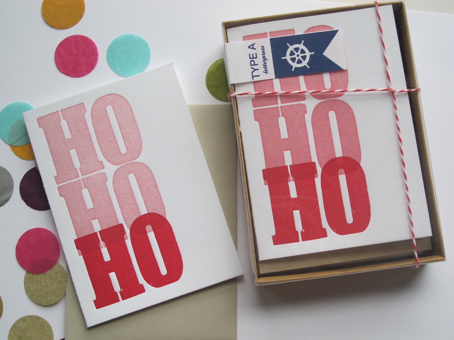 Letterpress Holiday Card Box Set - Ho Ho Ho