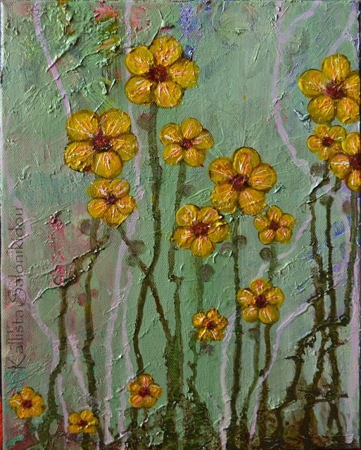 Daisy Flower Painting, Small Acrylic Floral Art