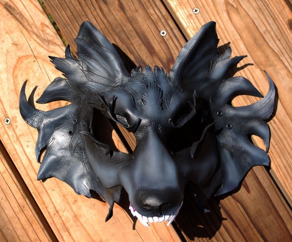 Made to Order -- Direwolf Game of Thrones  House of Stark Inspired Leather Wolf Gmork Cosplay Mask