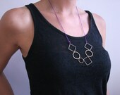 Edgy Gold Geometric Necklace, Neon Purple, Yellow, Pink