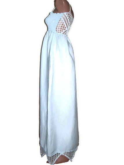 Maxi dress, crochet dress, boho, gift for her, OOAK
