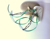 Long green and Silver earrings, casual jewelry, Christmas gift idea