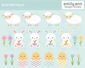 Easter Bunny Sheep Chick Cute Clip Art - whimsical flowers - Commercial Use Scrapbook, Invitations, Cards Il_170x135