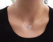 leaf Silver  Necklace,   Sterling Silver necklace, Leaf Jewelry  -  Cute, Dainty, mother, mom, teen, Brithday gift