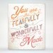 8x10 art print - Fearfully & Wonderfully Made - Orange - Pink Playful Typography Nursery/Playroom Poster Print - Psalm Scripture Bible Verse