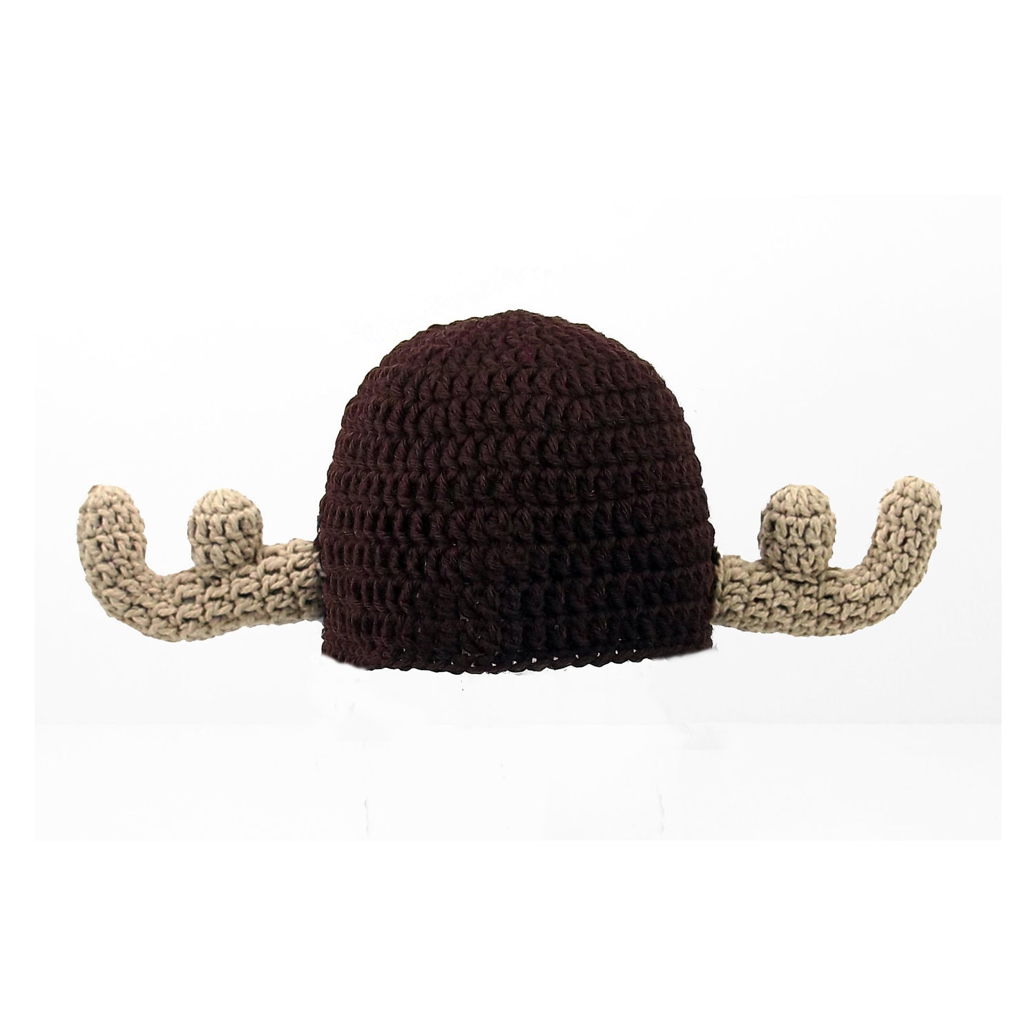 Moose Hat, Brown Crochet Animal Beanie, send size choice baby - adult