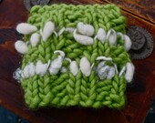 Baby Hand Knit Hat-Green and White Baby Hat-Newborn Photo Prop-Super Soft Natural Hat-Bulky Yarn-Sparkly Accented Hat-Boy or Girl Accessory