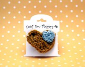 Crochet Bird Hair Clip in Gypsy Gold and Sky Blue