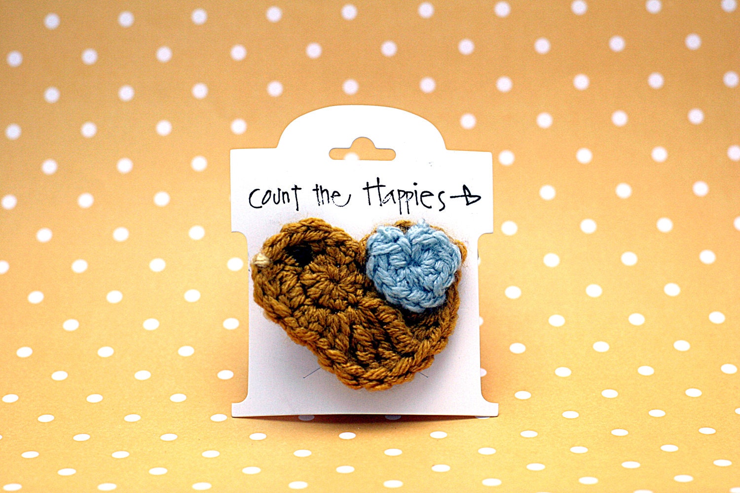 Crochet Bird Hair Clip in Gypsy Gold and Sky Blue
