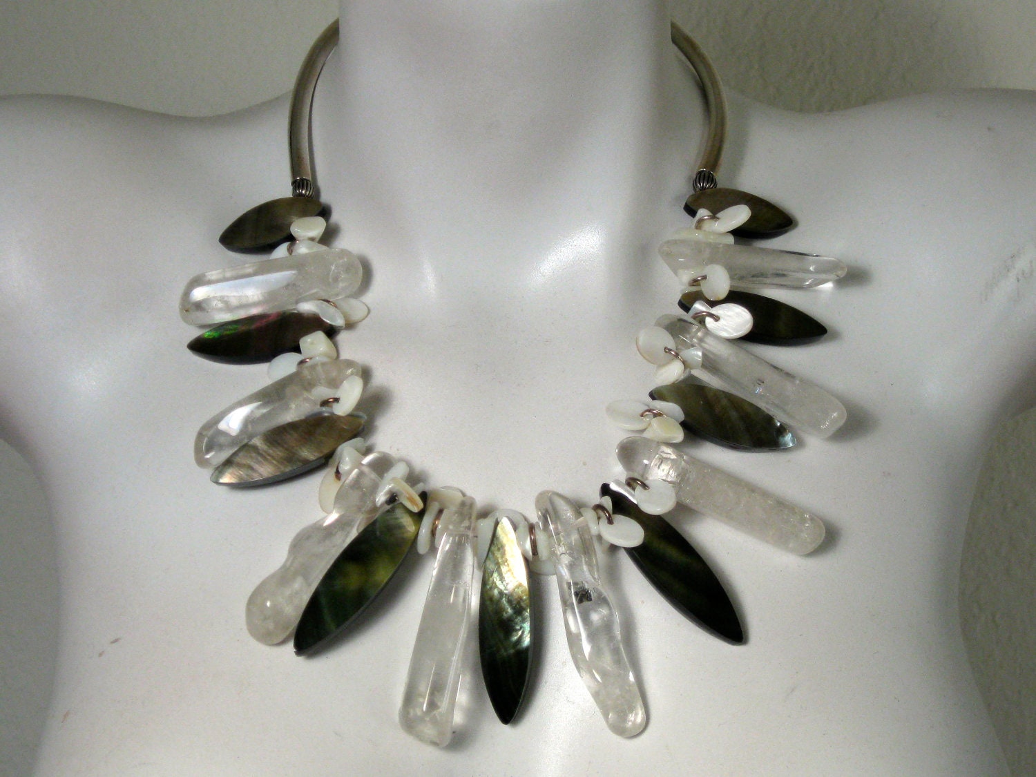 Statement Beaded Necklace, Handmade Necklace, Handmade Jewelry, Sterling Silver, Hand Crafted