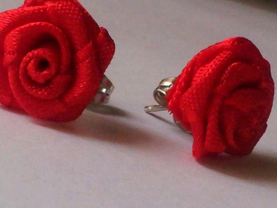 Rose Bud Ribbon Ear Studs