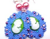 Funky earrings - big purple earrings - big crazy earrings - kawaii earrings - shabby chic earrings - huge earrings by Sparkle City Jewelry