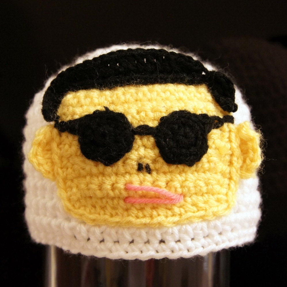 Psy Gangnam Style Hat, Crochet Psy Hat, Baby Hat, photo prop, Inspired by Psy Oppa Gangnam Style