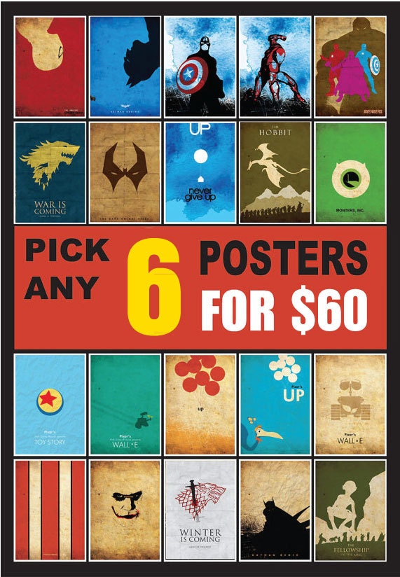 6 posters for 60 Dollars - A3 Size Posters