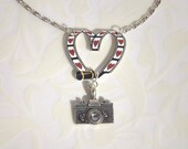 Camera Necklace - Film Necklace - Camera Jewelry -  I  Love Photography - Love Camera - Heart Camera