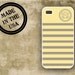 Gray and yellow iPhone cover - Preppy stripes - monogram Iphone cover 4s, Iphone 5 case, Iphone 4 case, plastic or silicone rubber (9906)