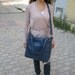 Handmade leather (vegan) tote handbagg in navy blue/ Blue leather tote purse/Laptop tote bag/Leather messenger laptop bag/shoulder bag