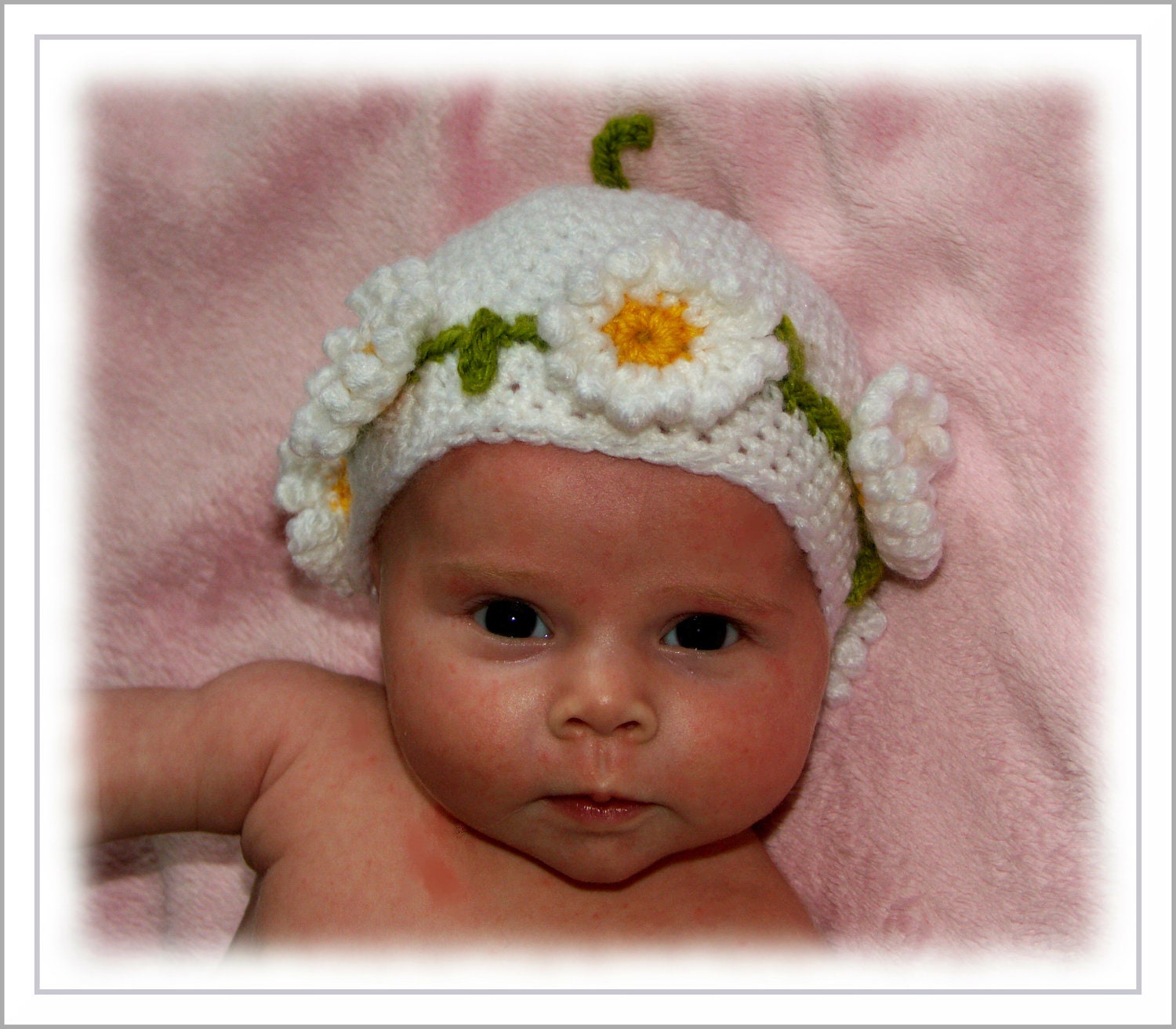 Newborn Crochet Daisy Hat 10% Sale on all RTS Items
