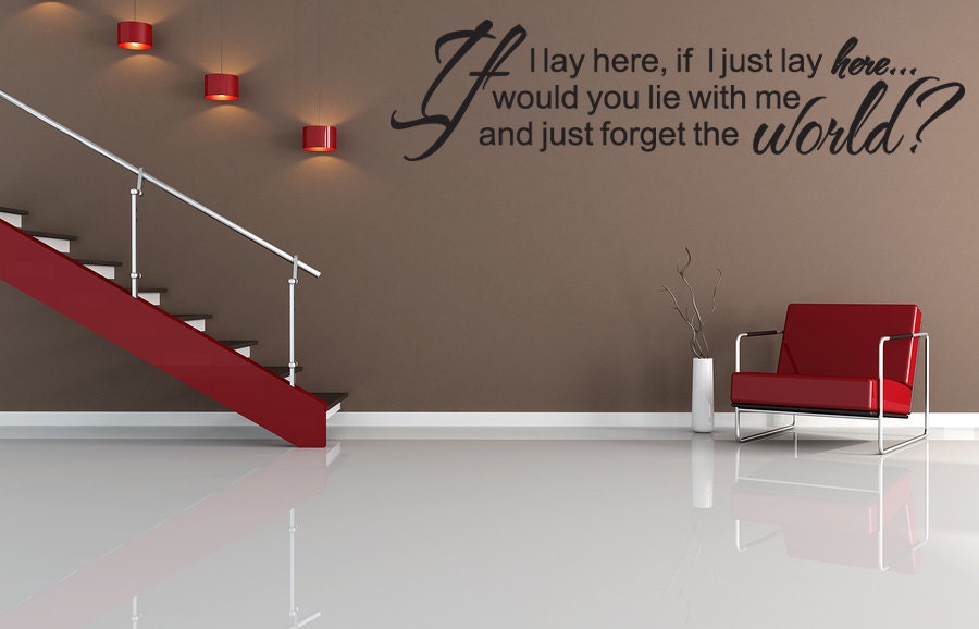 If I Lay Here... Snow Patrol Wall Decal Words Lettering Quote Bedroom Home (v05)
