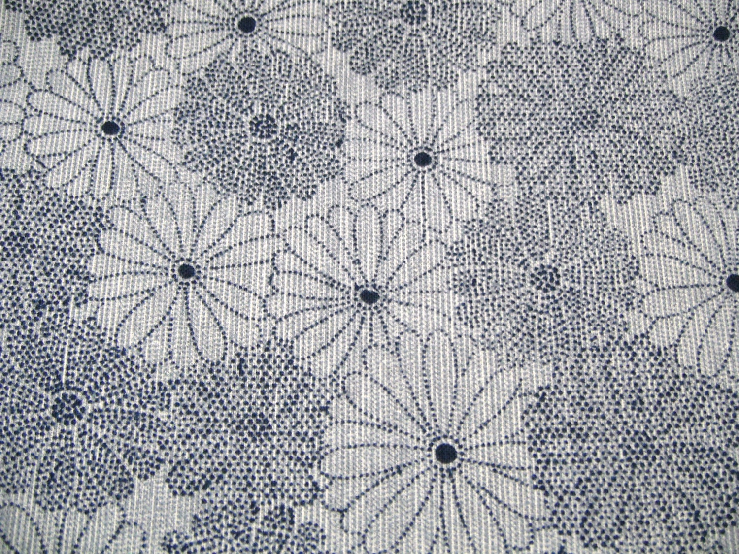 43" long....Blue kiku Vintage Japanese cotton kimono fabric