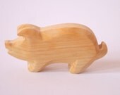 Wooden Pig, Waldorf Toy, Carved Animals from Alder Wood