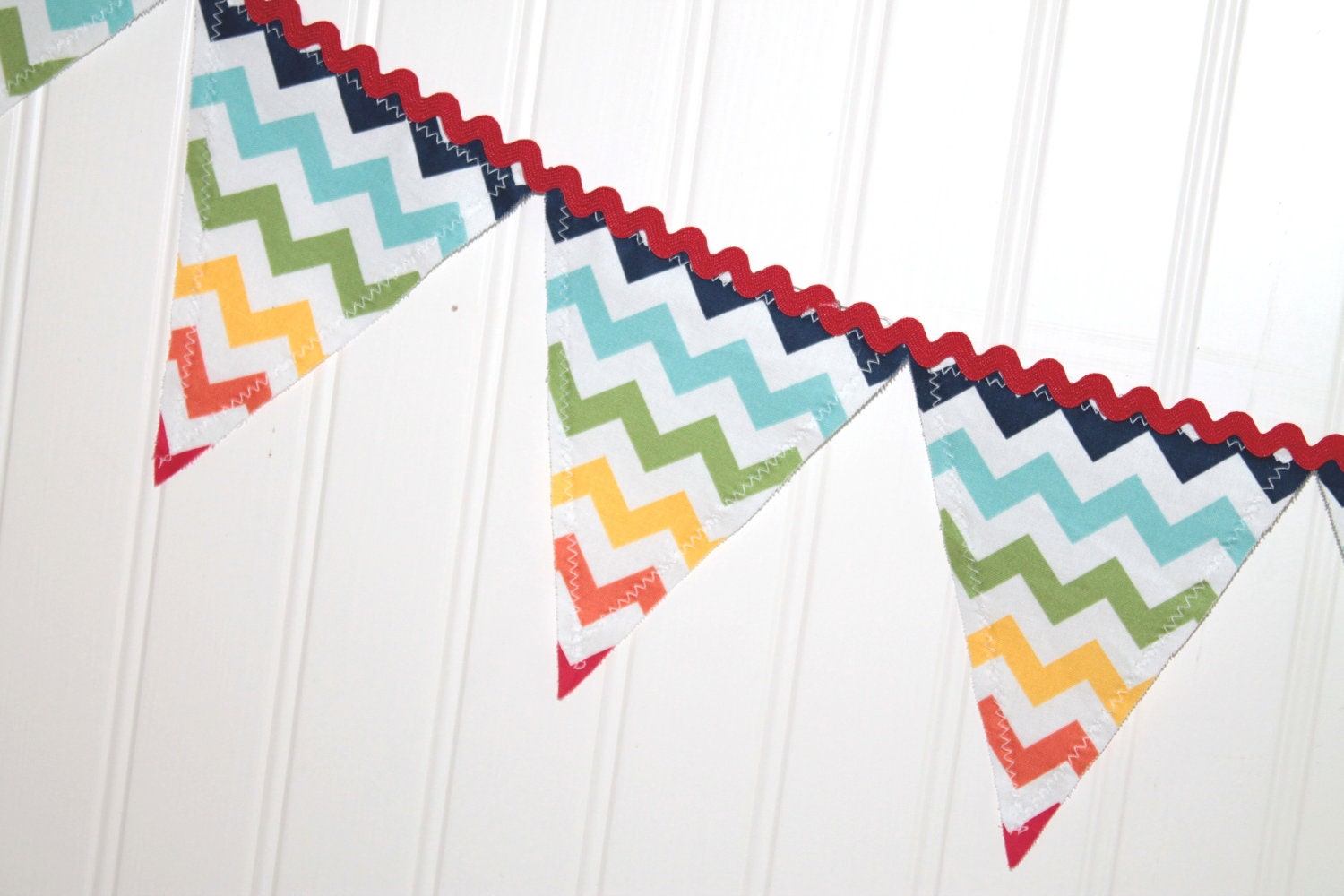 Primary Rainbow Chevron Fabric Pennant Banner