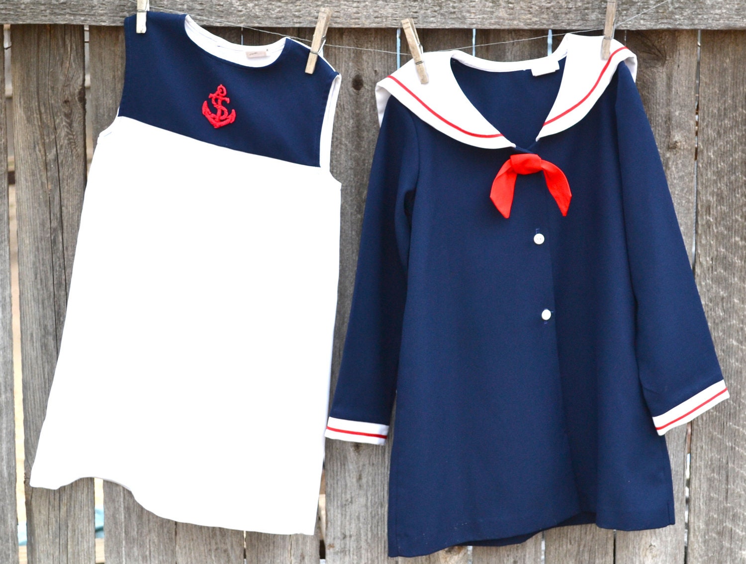 Vintage Nautical Dress Set Size Girls 5 to 6