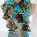 Knitted Camel,Turquoise, Brown Ruffled Scarf, Ruffle Scarf by Arzu's Style