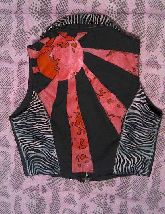 Apocalyptic Rising Sun, Zebra Print  Studded Punk Vest