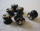 handpainted black dresser knob with white butterfly motif. cabinet furniture, Fun, funky ,easy. Ideal for all rooms.
