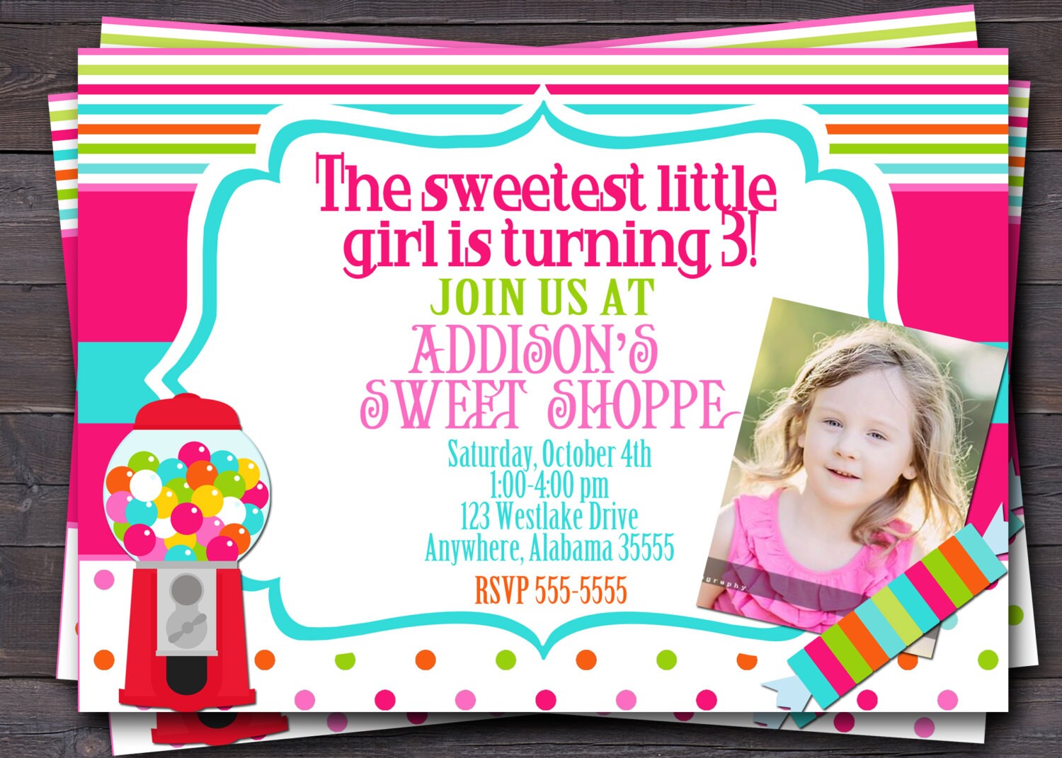 Candyland Invitations Wording